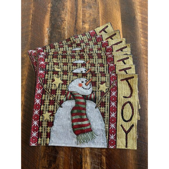 Set Of 8 Christmas Joy Snowman Placemats - Picture 2 of 4